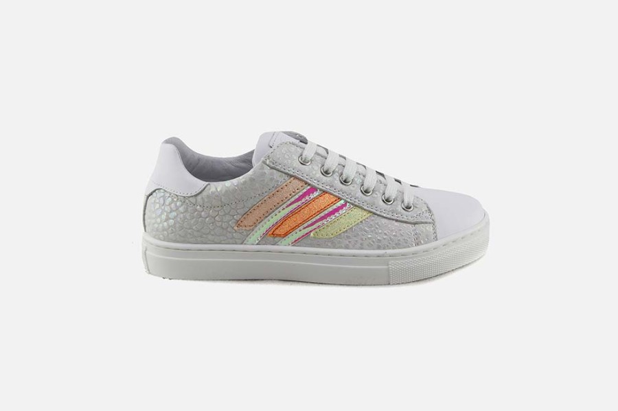 Girls Romagnoli | Romagnoli - Ophelie Blanc Fluo Lace-Up Shoes On Labotte