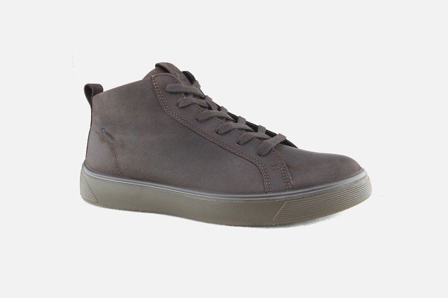 Men Ecco | Ecco - Street Tray Mid Lace Brown Gtx Lace-Up Boots On Labotte