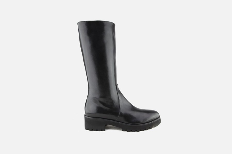 Women Lorenzo Masiero | Lorenzo Masiero - Limerick Lisse Noir Boots On Labotte
