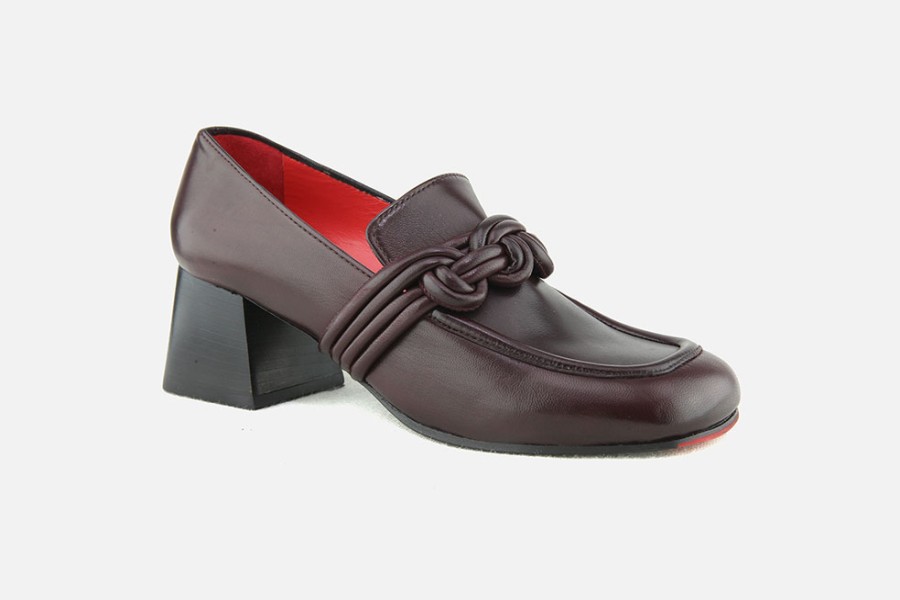 Women Pas de Rouge | Pas De Rouge - Mostly Burgundy Loafers On Labotte