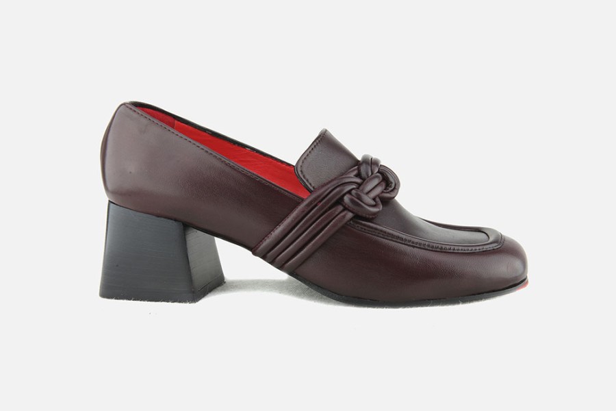 Women Pas de Rouge | Pas De Rouge - Mostly Burgundy Loafers On Labotte