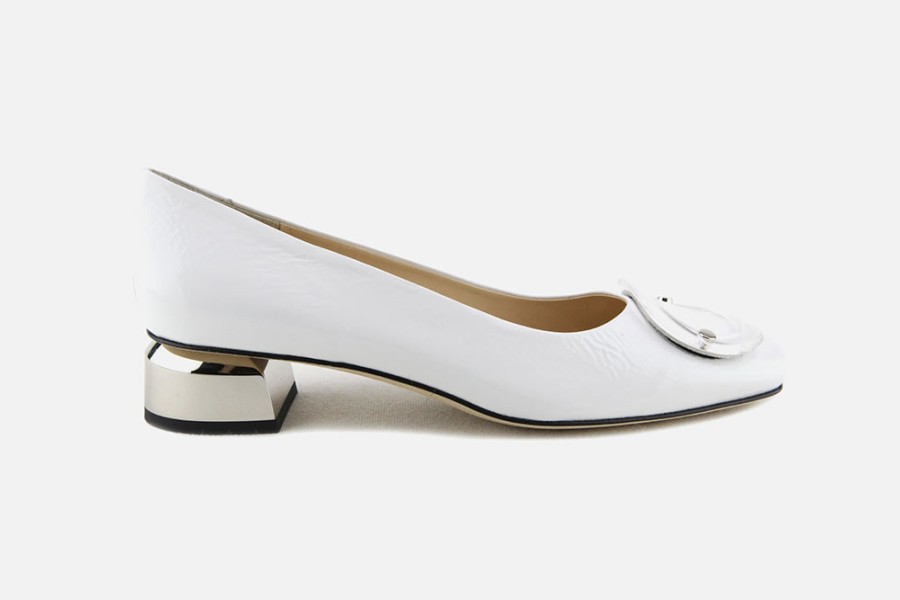 Women Brunate | Brunate - Bergamote Vernis Blanc Pumps On Labotte