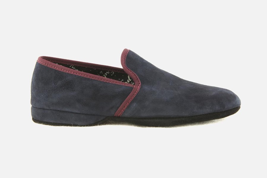 Men Erel | Erel - Gaston Velours Nuit Low Slippers On Labotte