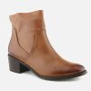 Women Paul Green | Paul Green - Philomene Cognac Ankle Boots On Labotte