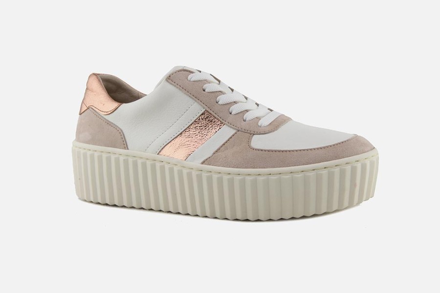Women Gabor | Gabor - Jazzy Rosa Blanc Sneakers On Labotte
