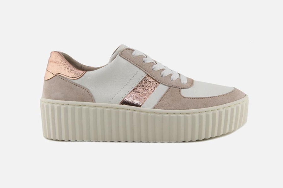 Women Gabor | Gabor - Jazzy Rosa Blanc Sneakers On Labotte