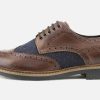 Men Base London | Base London - Rothky Brown Navy Derbies On Labotte