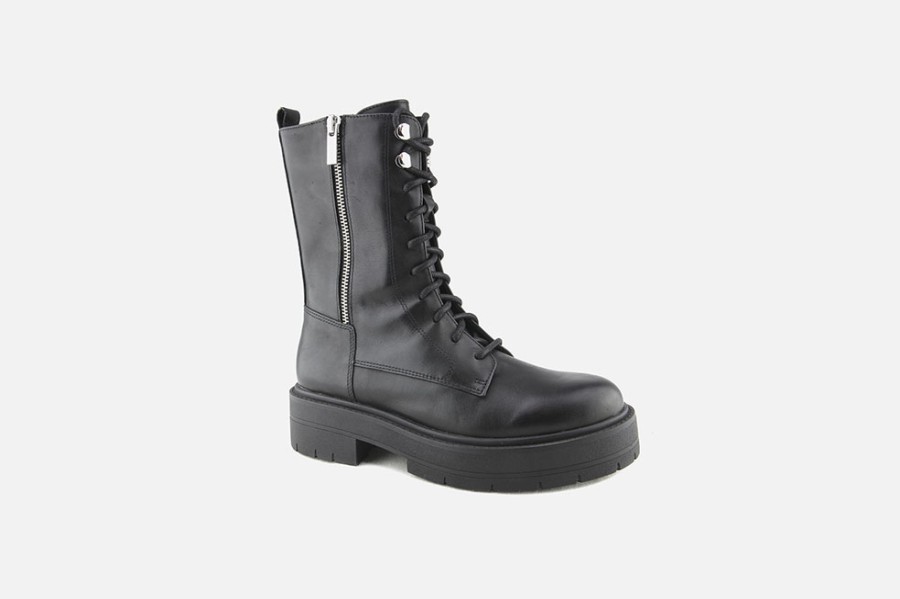 Women Geox | Geox - Spherica Ec7 Hi Boot Black Lace-Up Boots On Labotte