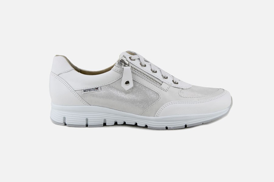 Women Mephisto | Mephisto - Ylona White Sneakers On Labotte