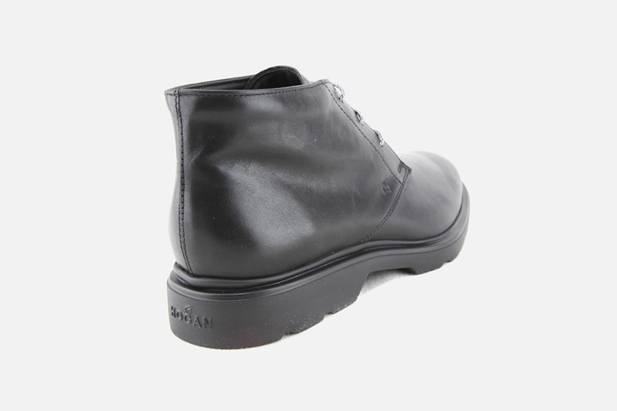 Men Hogan | Hogan - Hogan H304 Black Lace-Up Boots On Labotte
