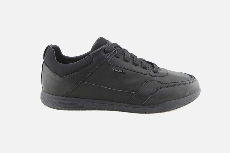 Men Geox | Geox - Spherica Ec3 Lace Lisse Noir Sneakers On Labotte