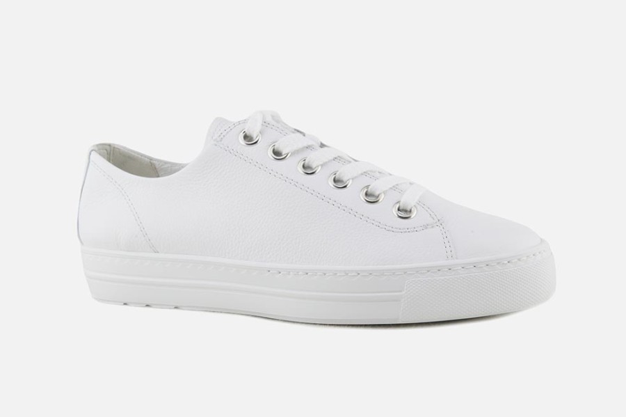 Women Paul Green | Paul Green - Parfait Lisse Blanc Sneakers On Labotte
