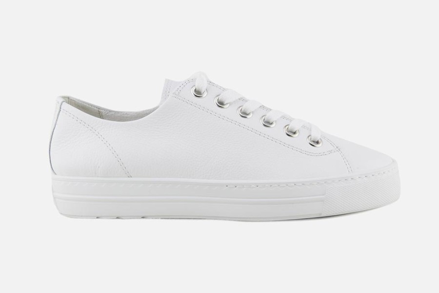 Women Paul Green | Paul Green - Parfait Lisse Blanc Sneakers On Labotte