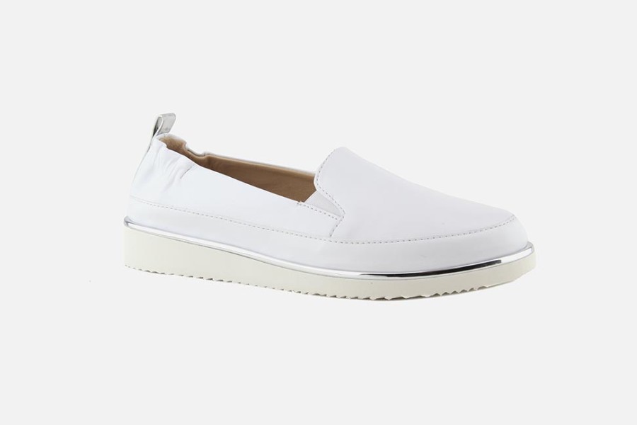 Women Xsa | Xsa - Embleme Blanc Loafers On Labotte