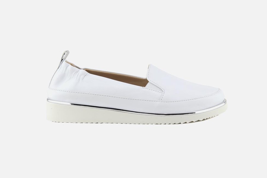 Women Xsa | Xsa - Embleme Blanc Loafers On Labotte