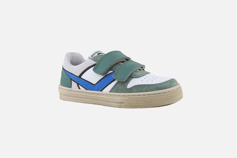 Boys Romagnoli | Romagnoli - Maxence Scratch Vert Blanc Velcro Shoes On Labotte