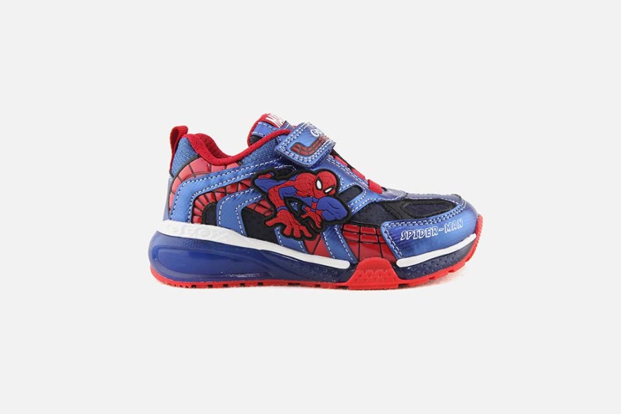 Boys Geox | Geox - Bayonic Spidy Navy Royal Velcro Shoes On Labotte