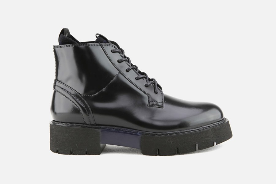 Women OXS | Oxs - Amtrac Mid Noir Lace-Up Boots On Labotte