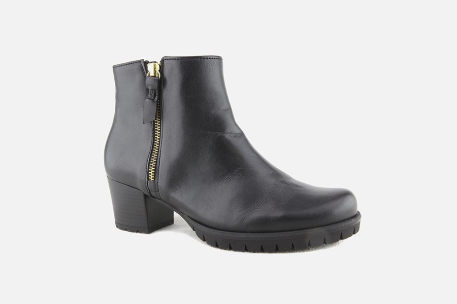 Women Gabor | Gabor - Jukebox Lisse Noir Ankle Boots On Labotte
