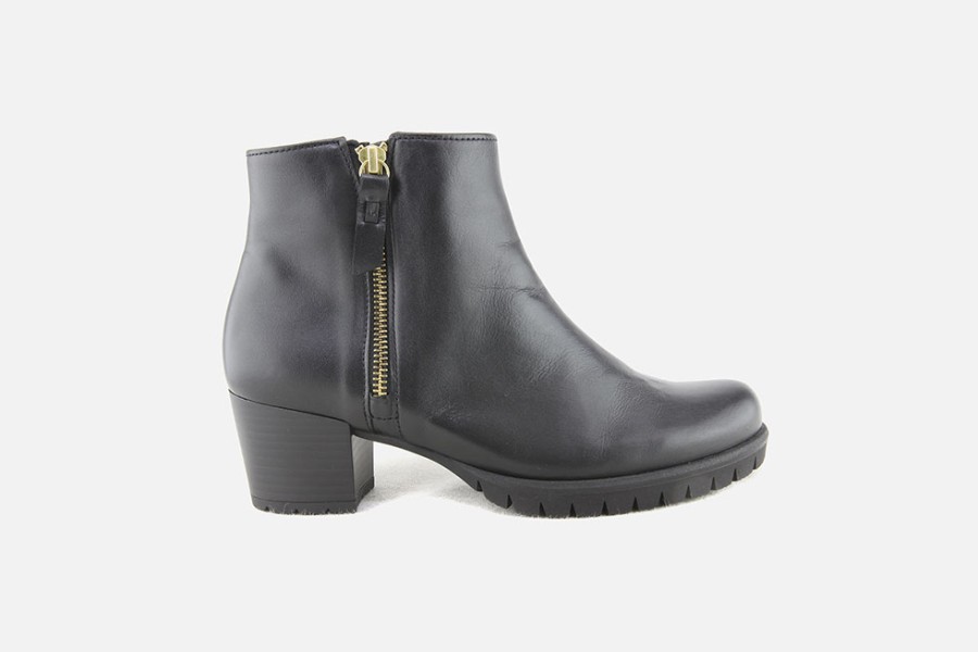 Women Gabor | Gabor - Jukebox Lisse Noir Ankle Boots On Labotte