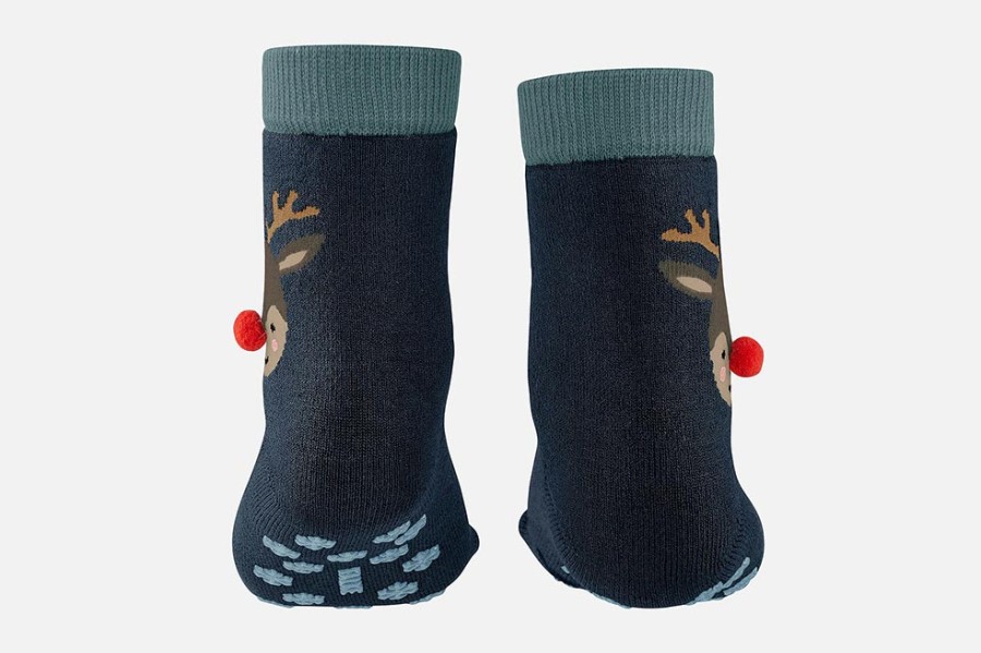 Boys Falke | Falke - Reindeer Blue Slippers-Socks On Labotte