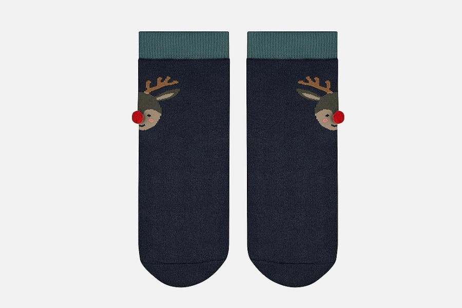 Boys Falke | Falke - Reindeer Blue Slippers-Socks On Labotte