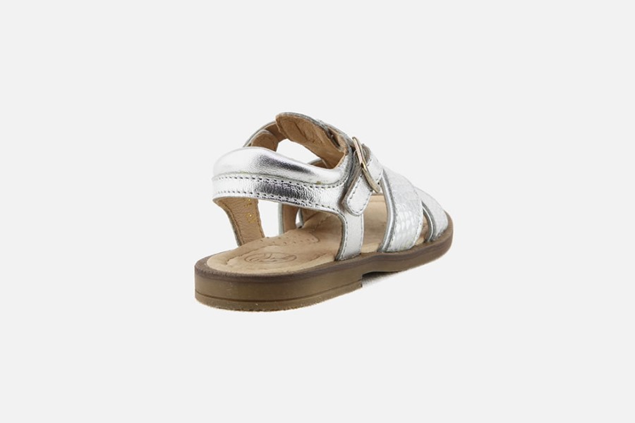 Girls Romagnoli | Romagnoli - Apolline Snake Argent Sandals On Labotte