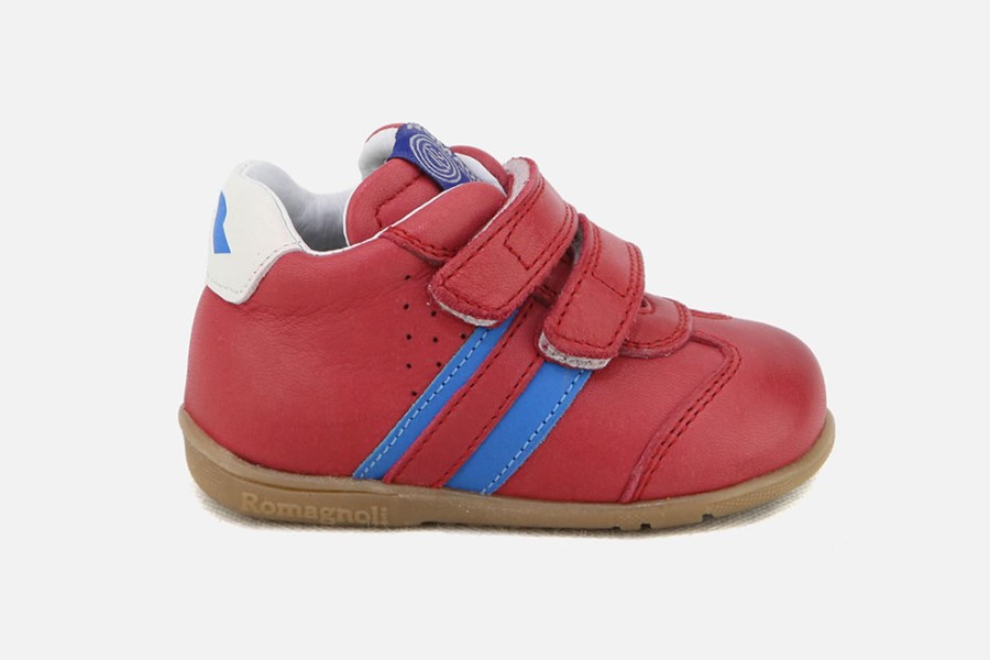 Boys Romagnoli | Romagnoli - Milou Tomato Velcro Shoes On Labotte