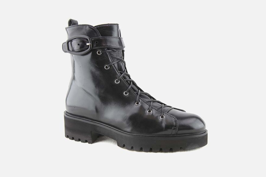 Women Lorenzo Masiero | Lorenzo Masiero - Ladoga Asphalt Lace-Up Boots On Labotte