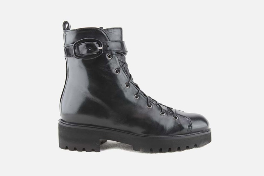 Women Lorenzo Masiero | Lorenzo Masiero - Ladoga Asphalt Lace-Up Boots On Labotte