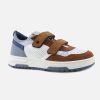 Boys Stones and Bones | Stones And Bones - Romit Scratch Nut White Blue Velcro Shoes On Labotte