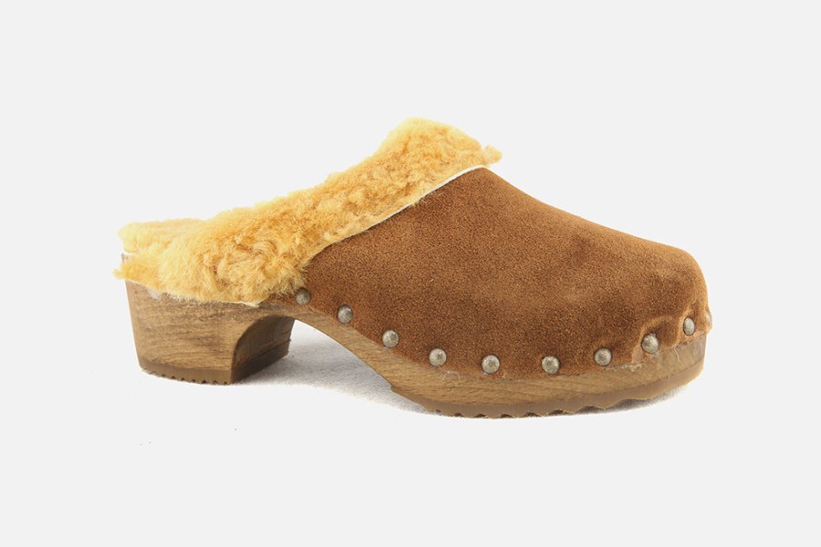 Women Bosabo | Bosabo - Bosabo Clog 5 Fur Cognac Low Slippers On Labotte