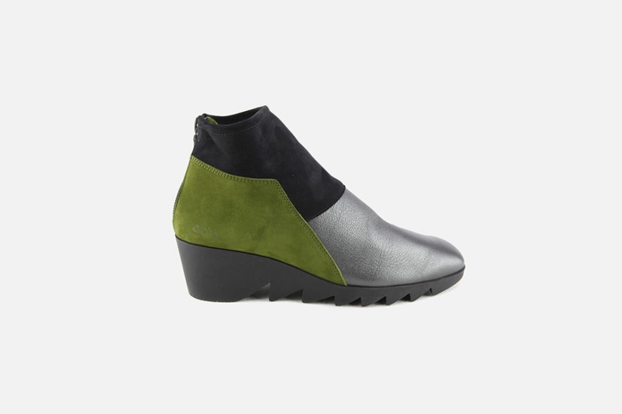 Women Arche | Arche - Pattim Noir Olive Ankle Boots On Labotte