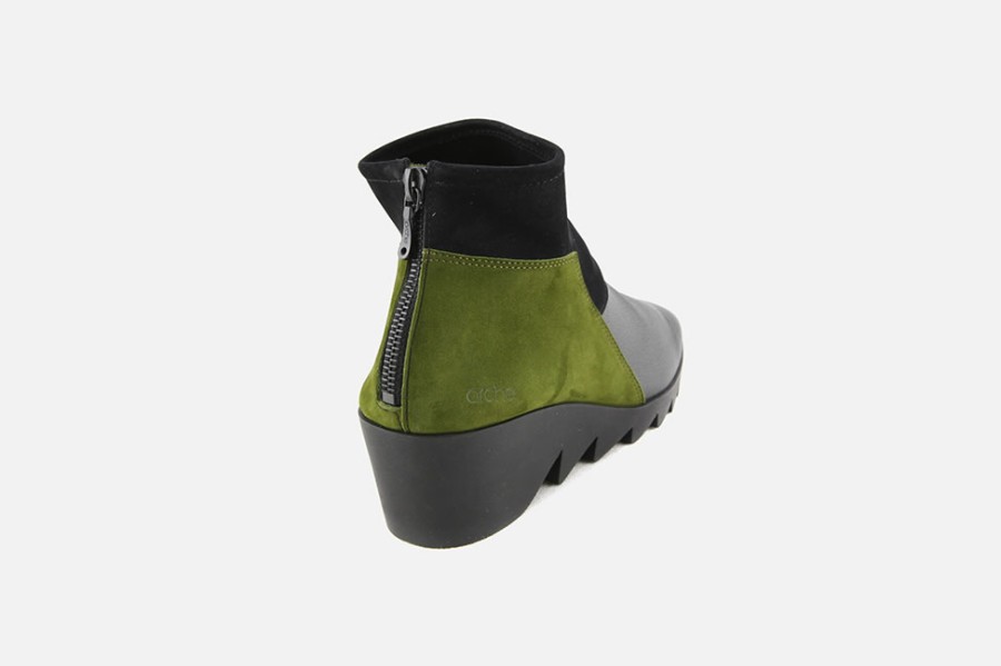 Women Arche | Arche - Pattim Noir Olive Ankle Boots On Labotte