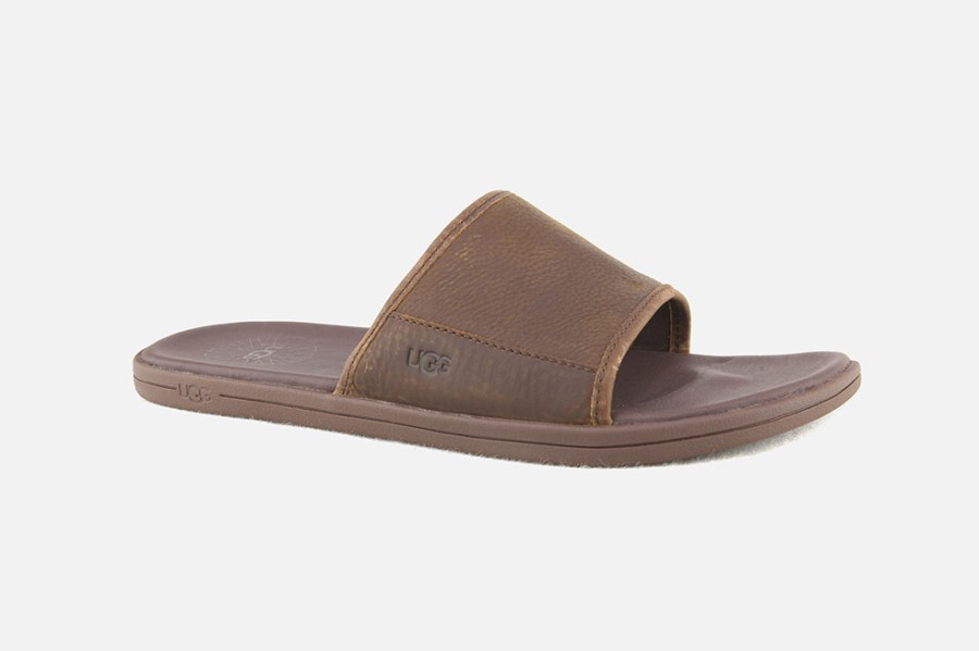 Men UGG | Ugg - Seaside Slide Luggage Leather Sandals On Labotte