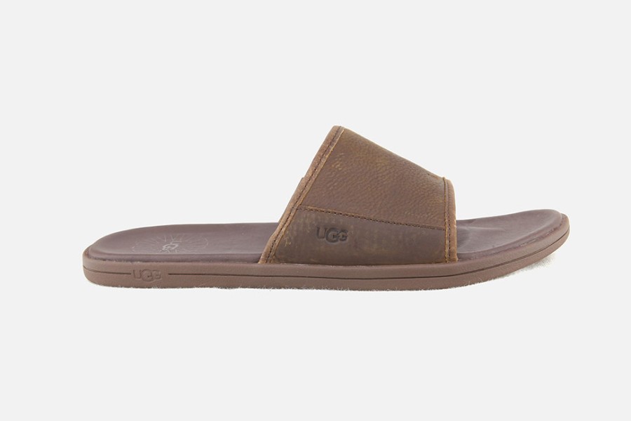 Men UGG | Ugg - Seaside Slide Luggage Leather Sandals On Labotte