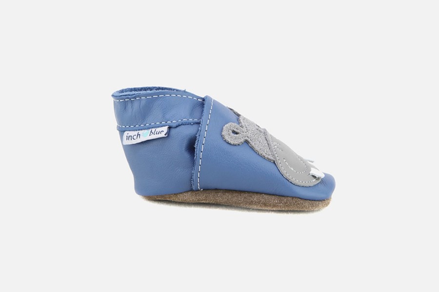 Girls Inch Blue | Inch Blue - Hip Hip Hippo Bleu Layette Shoes On Labotte