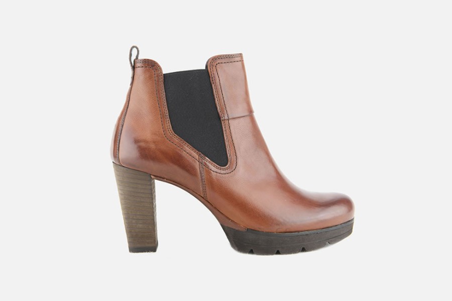 Women Paul Green | Paul Green - Passion Cognac Vintage Ankle Boots On Labotte