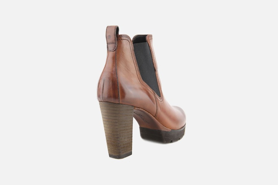 Women Paul Green | Paul Green - Passion Cognac Vintage Ankle Boots On Labotte