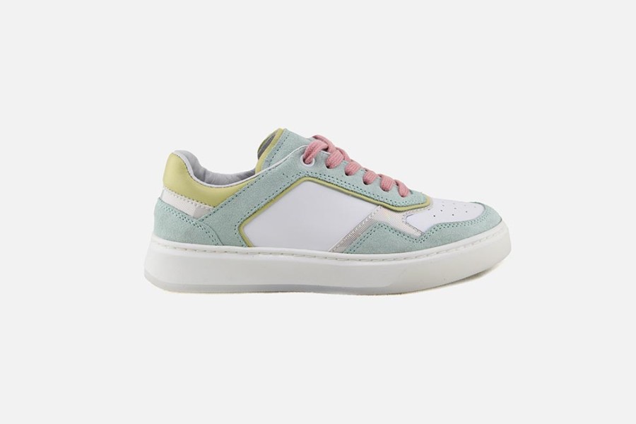 Girls Romagnoli | Romagnoli - Oxana Mint White Lace-Up Shoes On Labotte