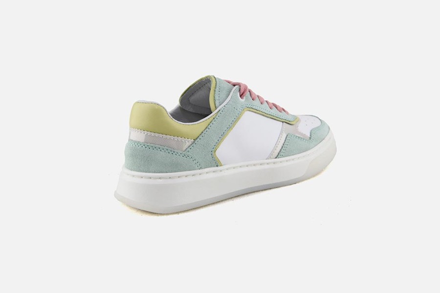Girls Romagnoli | Romagnoli - Oxana Mint White Lace-Up Shoes On Labotte