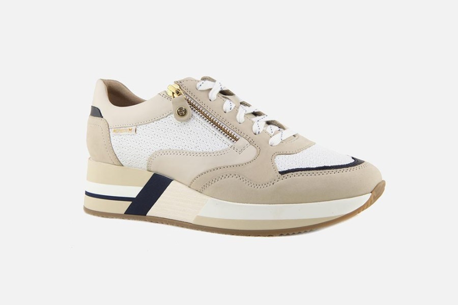 Women Mephisto | Mephisto - Olimpia Nude Et Blanc Sneakers On Labotte