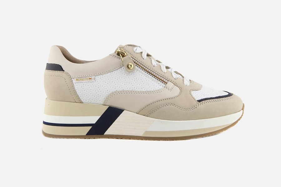 Women Mephisto | Mephisto - Olimpia Nude Et Blanc Sneakers On Labotte