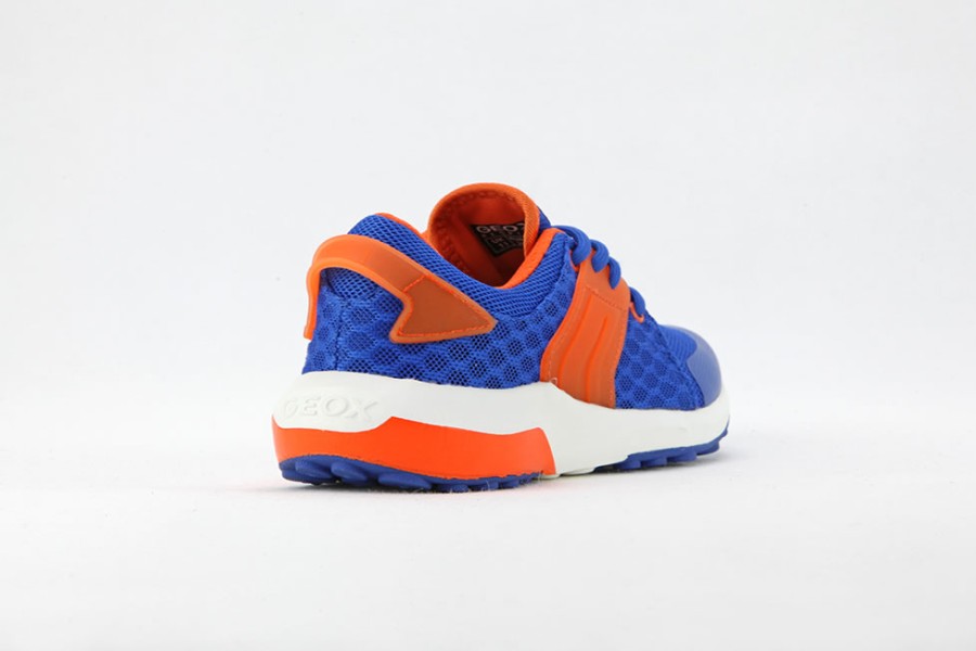Boys Geox | Geox - Asteroid Bluette Orange Lace-Up Shoes On Labotte