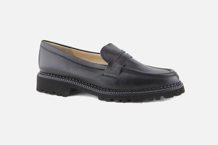 Women Brunate | Brunate - Badge Noir Loafers On Labotte