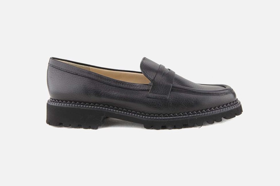 Women Brunate | Brunate - Badge Noir Loafers On Labotte