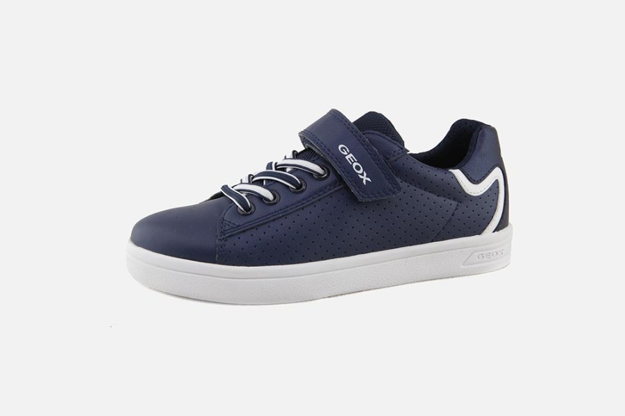 Boys Geox | Geox - Djrock Navy White Velcro Shoes On Labotte