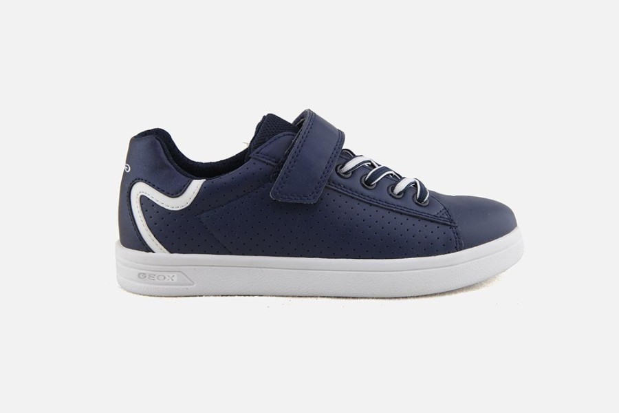 Boys Geox | Geox - Djrock Navy White Velcro Shoes On Labotte