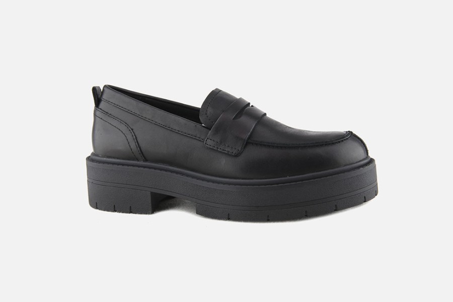 Women Geox | Geox - Spherica Ec7 Hi Moc Black Loafers On Labotte