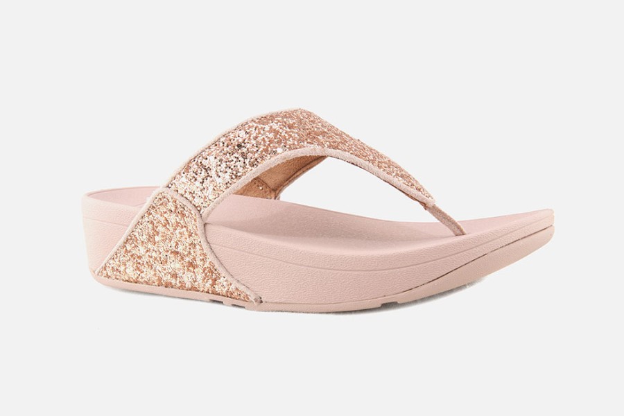 Women Fitflop | Fitflop - Lulu Toe Post Glitter Rose Sandals On Labotte